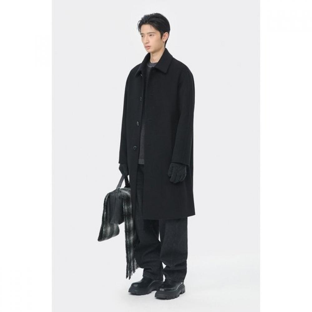 CuStomellow Men S Black caShmere Blended Balmacaan Coat Cwcaw25611bkx