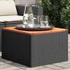 Vidaxl Garden Table, Black, 55X55X37 Cm, PE Rattan And Acacia Wood