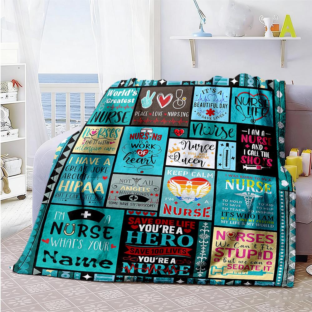 Nurse Style235 Customize Your Name Blanket Multi-purpose Customizable Blanket Soft & Cozy Perfect for Seaside Office Chair Living Room Home Decor