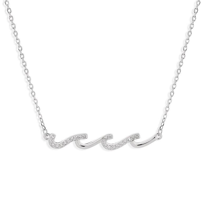 

Модное бриллиантовое волнистое ожерелье в женственном стиле, в моде, небольшой и популярный дизайн, высококачественный, легкий роскошный воротник-цепочка