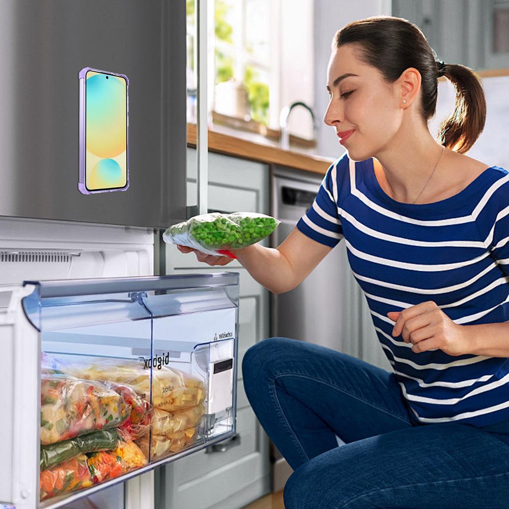 KEYSION Transparent Case for MagSafe for Samsung Galaxy S24 FE 5G 360° Magnetic Ring Stand Wireless Charging Clear Phone Cover