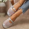 Chaussures plates pour femmes à la mode en maille épissée respirante à une sangle, semelle souple antidérapante résistante à l'usure, chaussures à bout rond