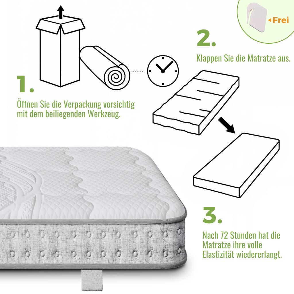 7-Zone Pocket Spring Mattress 90x190 cm H3, 15cm Height Cold Foam, Orthopedic Mattress for Box Spring & Slatted Frame, For Allergy Sufferers, OEKO-TEX