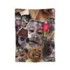 Super Soft Monkey Face Funny Meme Throw Blanket Premium Flannel Fleece Lightweight Blanket Fuzzy Plush Blankets All Season Use