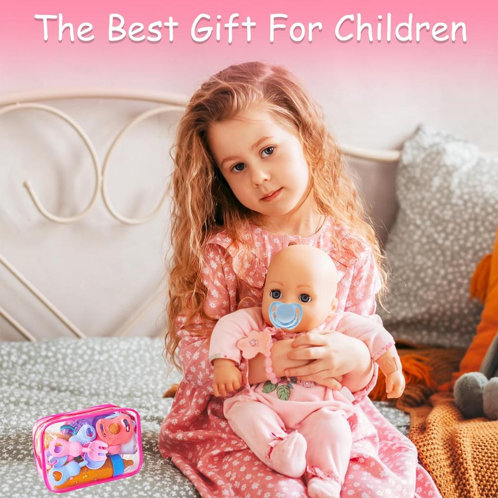 Baby Doll Accessories Feeding & Caring Set Set with Bottle Sippy Cup Pacifier Dinner Plate  Pretend Play for Kids Toddlers Girls