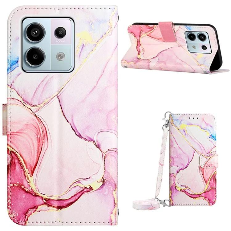 Kožený tisk vzoru YB Series-6 pro Xiaomi Redmi Note 13 Pro 5G / Poco X6 5G kožené pouzdro s popruhy