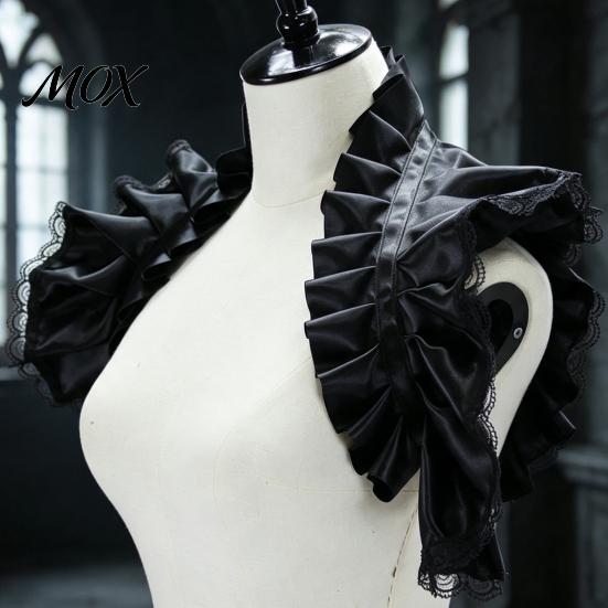 Mode Halsdekor Vintage Viktorianisches Rüschen Schulterumhang Schal, Gotischer Falscher Kragen Schulterwickel Verstellbares Band Krawatte Capelet mit für Cosplay Kostüm