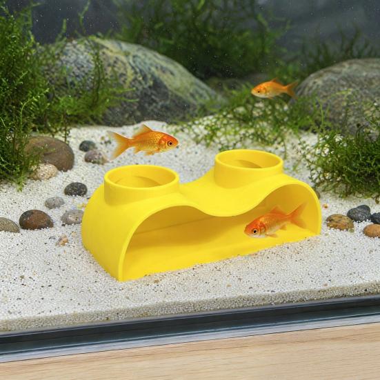 Yousheng Doppelte Öffnung Aquarium Höhlentunnel, Fischversteck Dekoration mit zwei Eingängen, PLA Künstlicher Stein Unterschlupf für Bodenbewohner, Kleine Fische