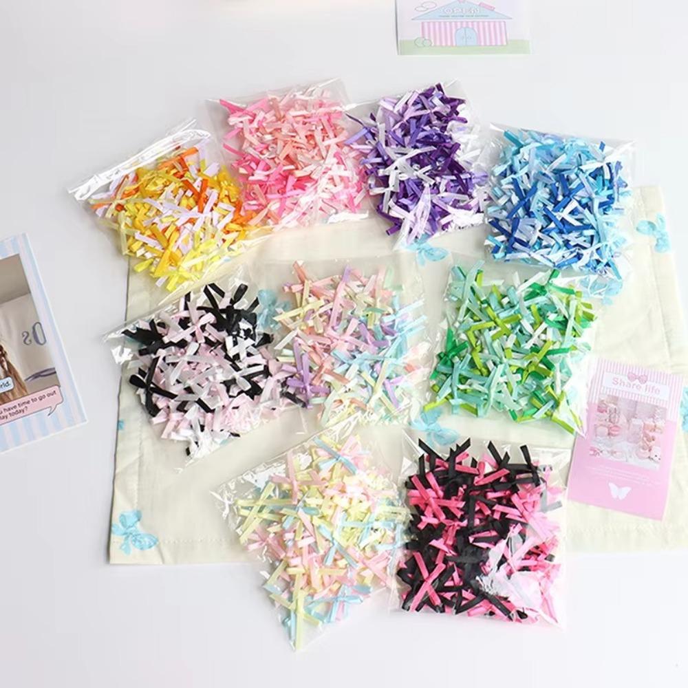 100pcs Mini Ribbon Bows Solid Color Gift Wrapping Bowknot Flowers Bows Ties  DIY Craft Scrapbooking