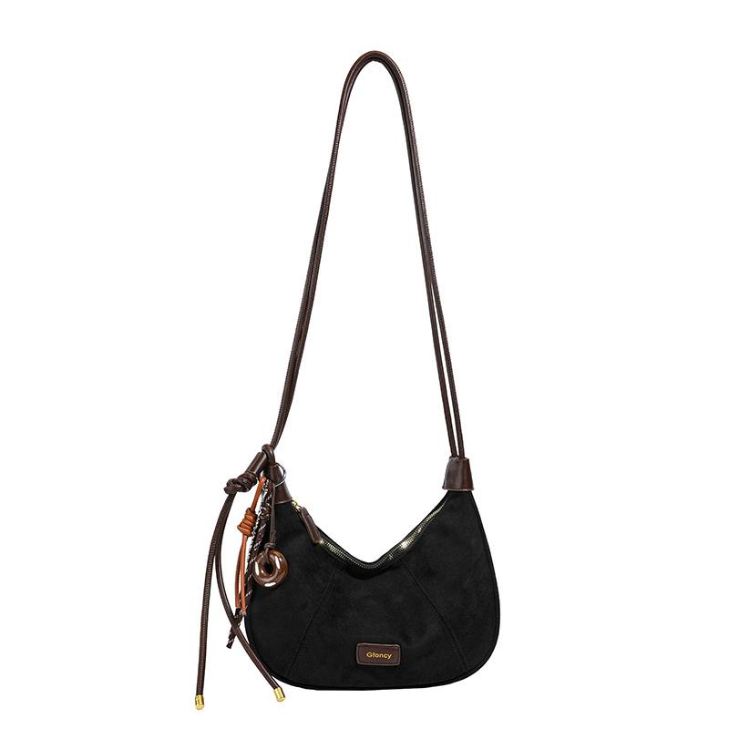 

New Korean niche bag retro fashion versatile dumpling bag women s high sense foreign style commuting shoulder messenger bag no pendant чёрный