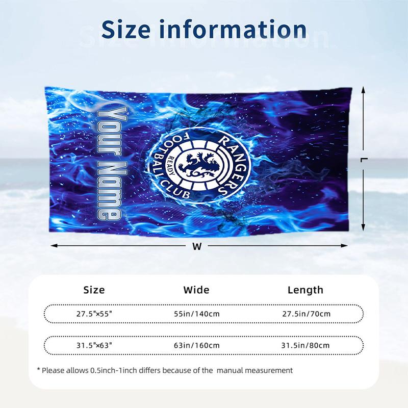Beach Towel Rangers FC Print Custom Name Text Soft Towel for Swimming Pool
