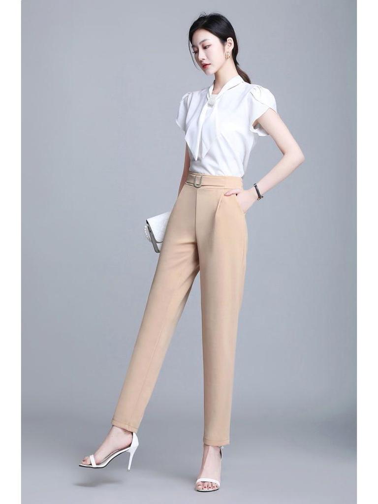 Women's Ice Silk High Waist Skinny Harem Pants - Slimming, Versatile, Trendy Suit Trousers