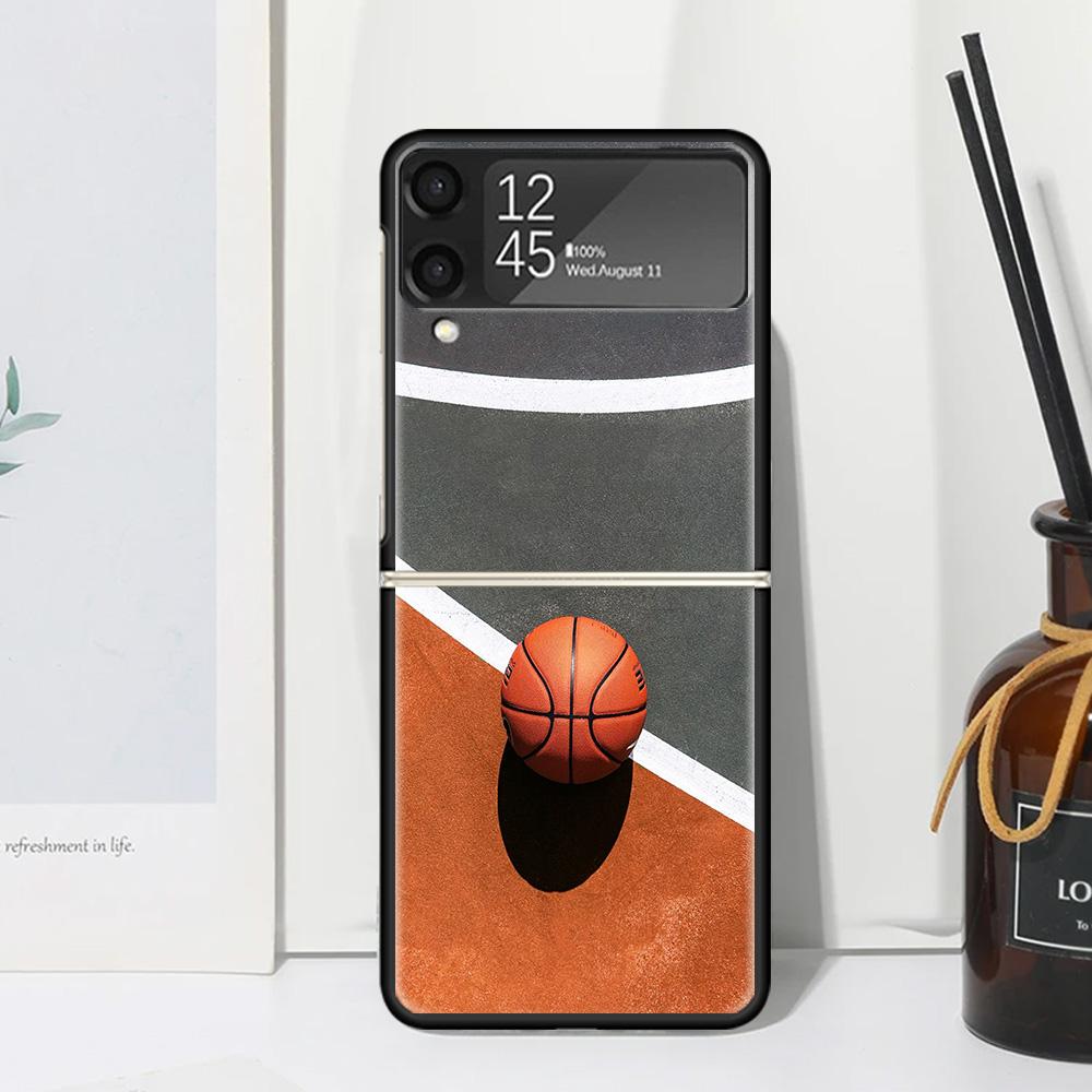 Basketball Basket Sports Phone Case For Samsung Galaxy Z Flip 7 Flip7 Zflip 6 Flip6 5 Flip5 4 Flip4 3 Flip3 5G Fundas Black Cove