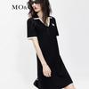 MO&Co. French Chic Contrast Trim Polo V-neck Short Sleeve Dress