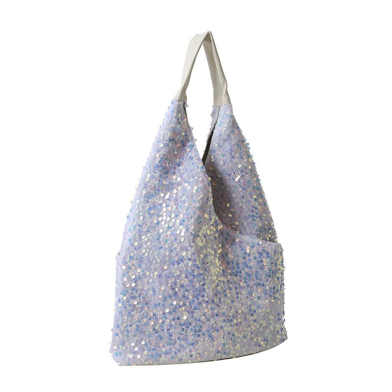 

2026 New Ladies Underarm Handbags Spring Summer Fashion Colorful Sequin Large Capacity Shoulder Bag For Women Chain Tote Bags белый