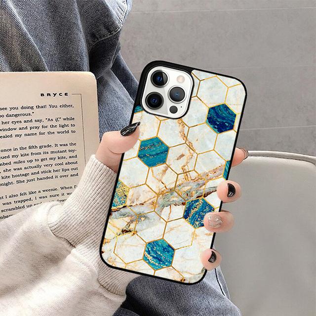Marmor Geometrisches Handyhülle Für iPhone 17 Air Plus Max 15 14 13 12 Pro Max Hülle Schale