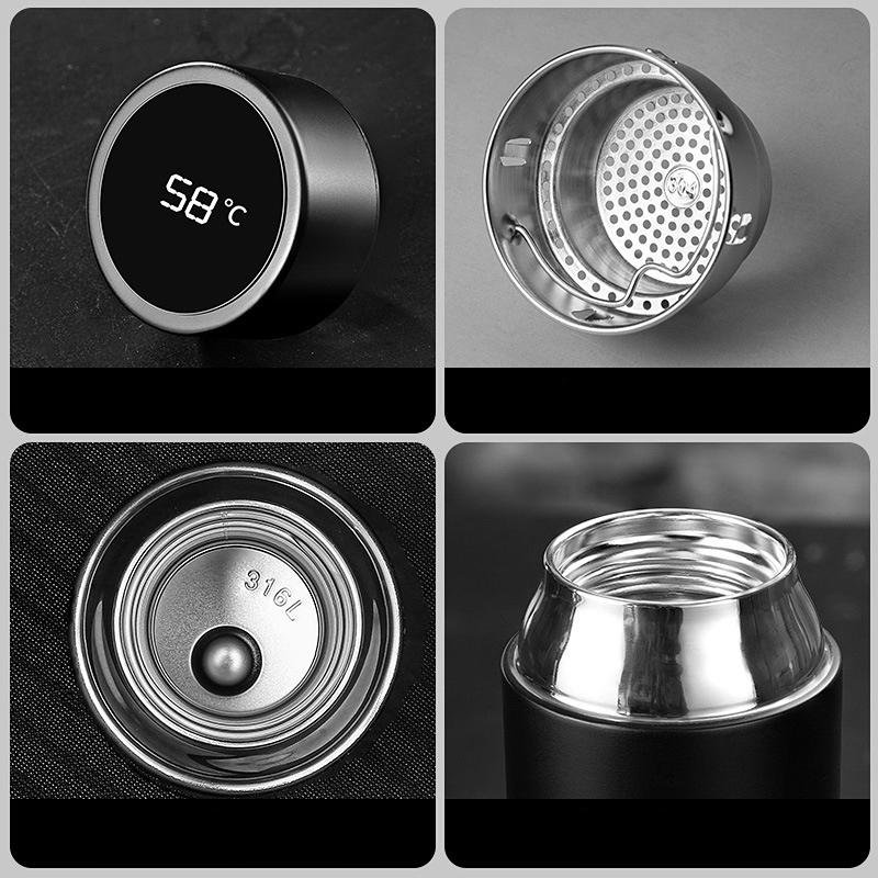 Intelligence Thermos Cup 480ml Vacuum Flasks Portable Stainless Steel Thermos Cup Water Bottle Travel Tea Mug Office Thermos Cup