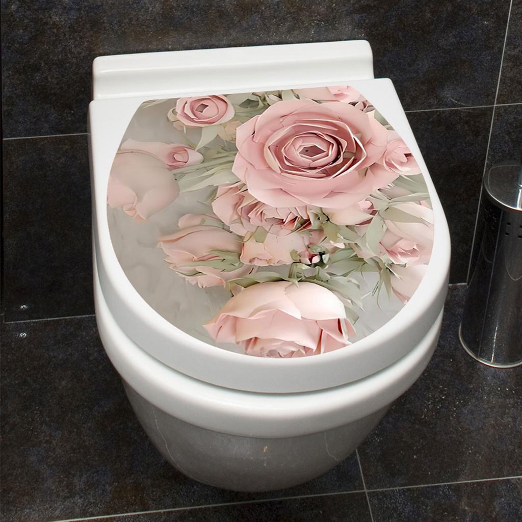 WC Sockel Abdeckung Aufkleber Toilettenhocker Kommode Aufkleber Heimdekor Badezimmerdekor 3D Gedruckte Blumenansicht Aufkleber