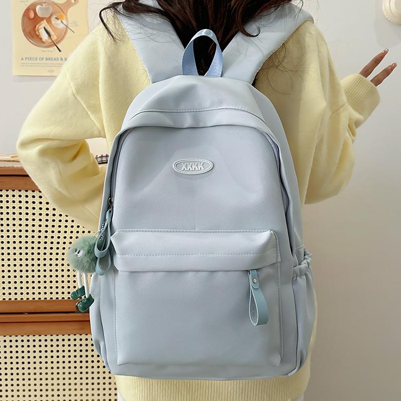 Solid Color Student School Bag Women's Large Capacity Backpack Campus Backpack