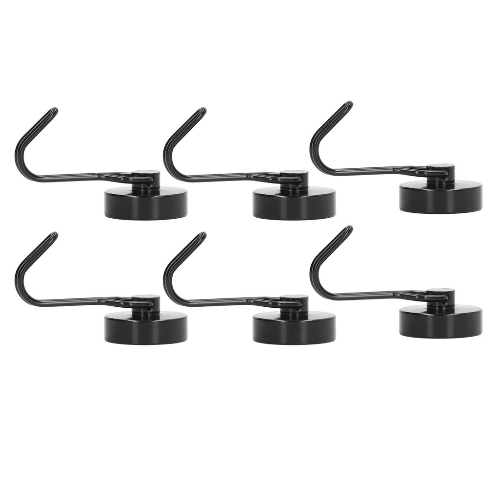 6Pcs Swing Magnetic Hook Set No Drilling Need Decorative Beautiful Looking 180 Degrees Rotating Hooks 0‑15kg Black
