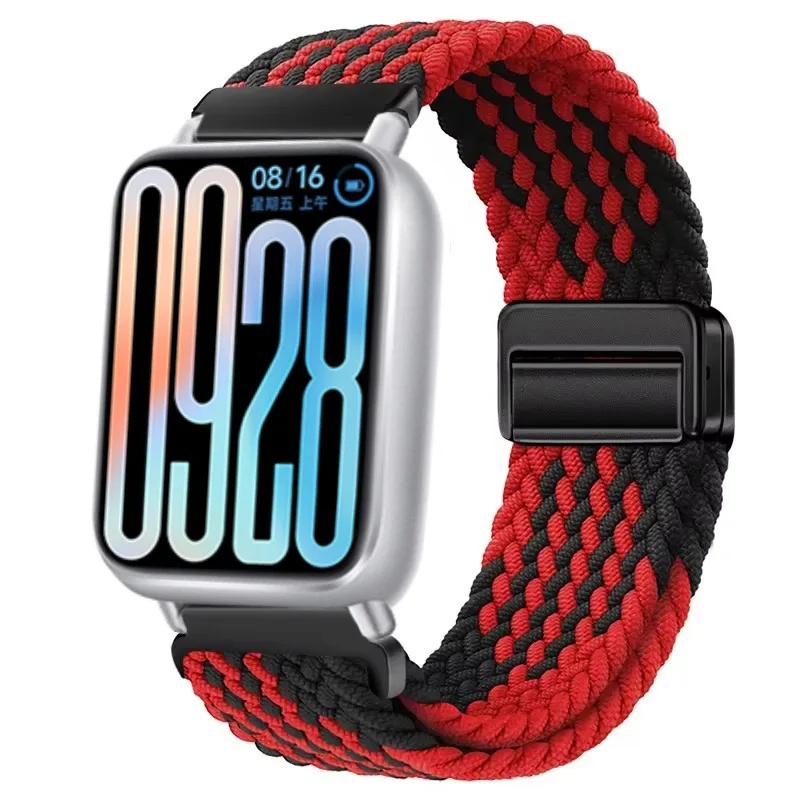 Nylon Strap for Xiaomi Band 8 Pro/9 Pro Braided Loop Magnetic Buckle Breathable Adjustable Wristband for Redmi Watch 6/5/4 Belt