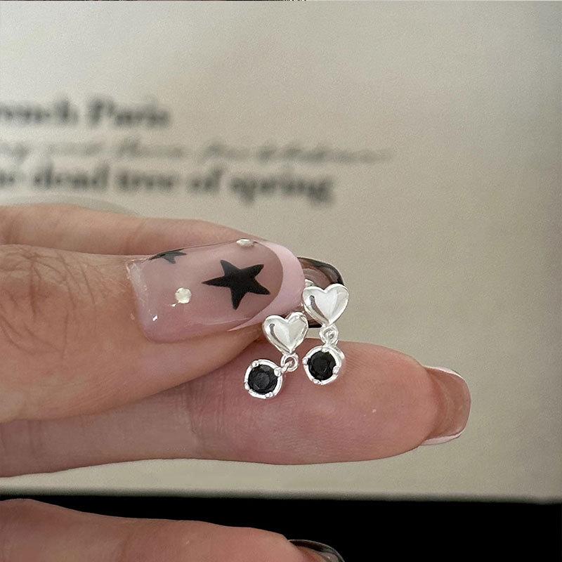 

Миниатюрные серьги с подвеской в виде черного бриллианта Love, маленькие и простые, а также универсальные серьги Niche