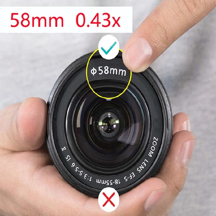 49/52/55/58mm Professional Wide Angle Lens Macro Portion 0.43x for Photography
