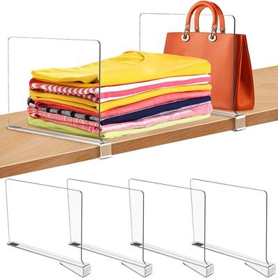 Divisore per ripiano dell'armadio Divisore per ripiano trasparente Divisore in plastica Design senza perforazione Separatore per vestiti Borse Pannello divisorio per armadio multifunzionale Organizzatore per