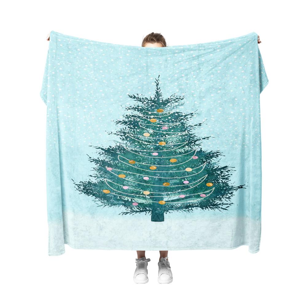 Tuniu Cute Christmas Tree Fleece Blanket Sofa Bed Room Throw Soft Warm Cozy Decorative