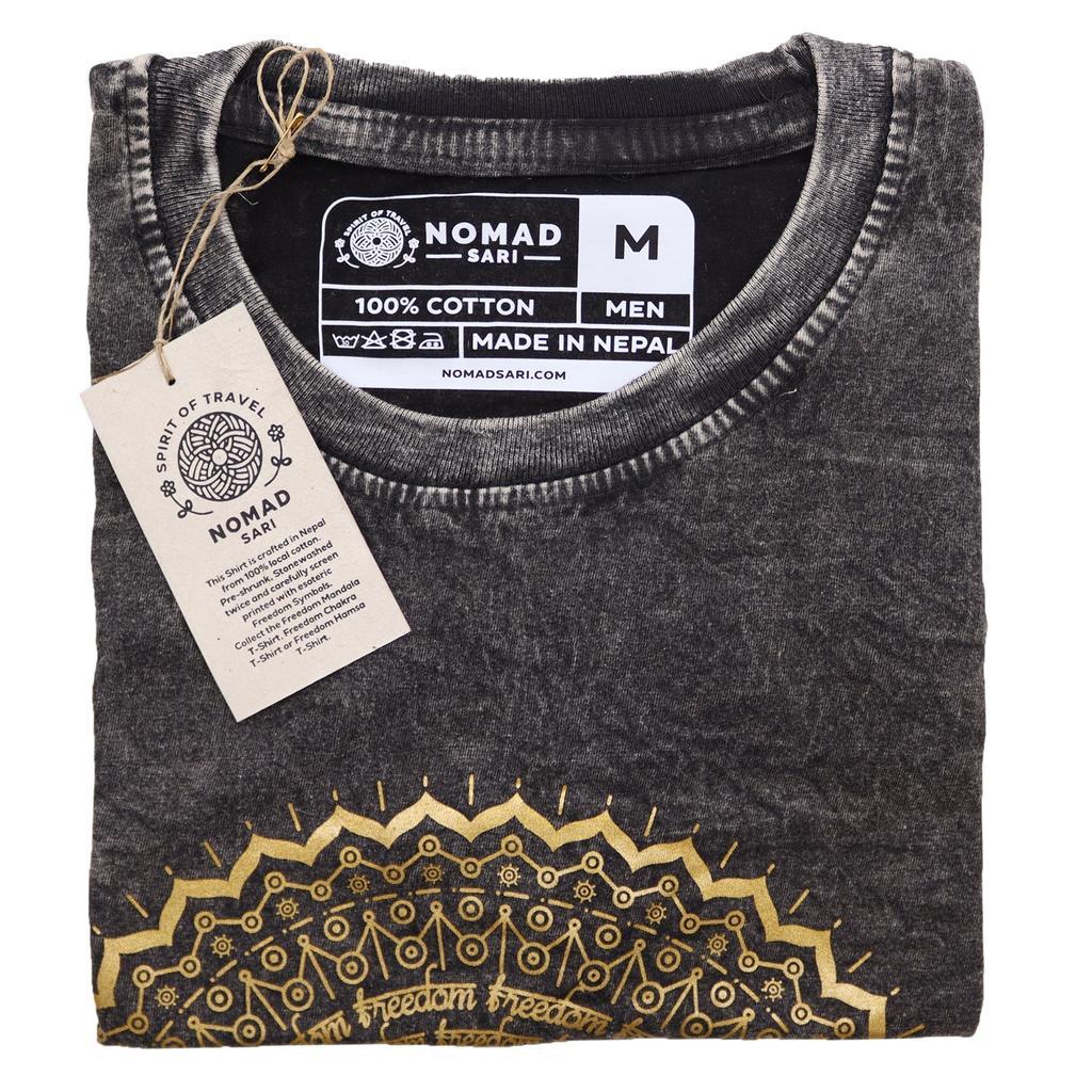 Stone Washed T-Shirt Mandala Dark Grey Medium