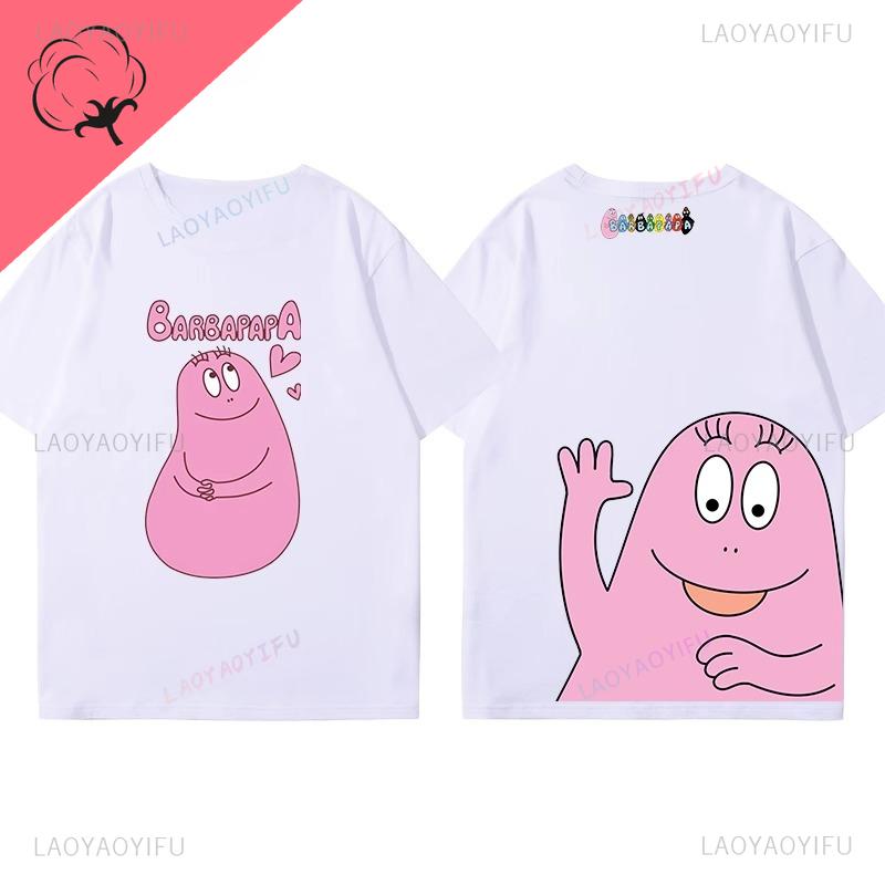 Moterų drabužiai Barbapapa Marškinėliai Geriausiai parduodami Animaciniai Kawaii Y2k Drabužiai Vaikams Minkštos Medvilnės Viengalviai Trumpomis Rankovėmis Grafiniai Marškinėliai