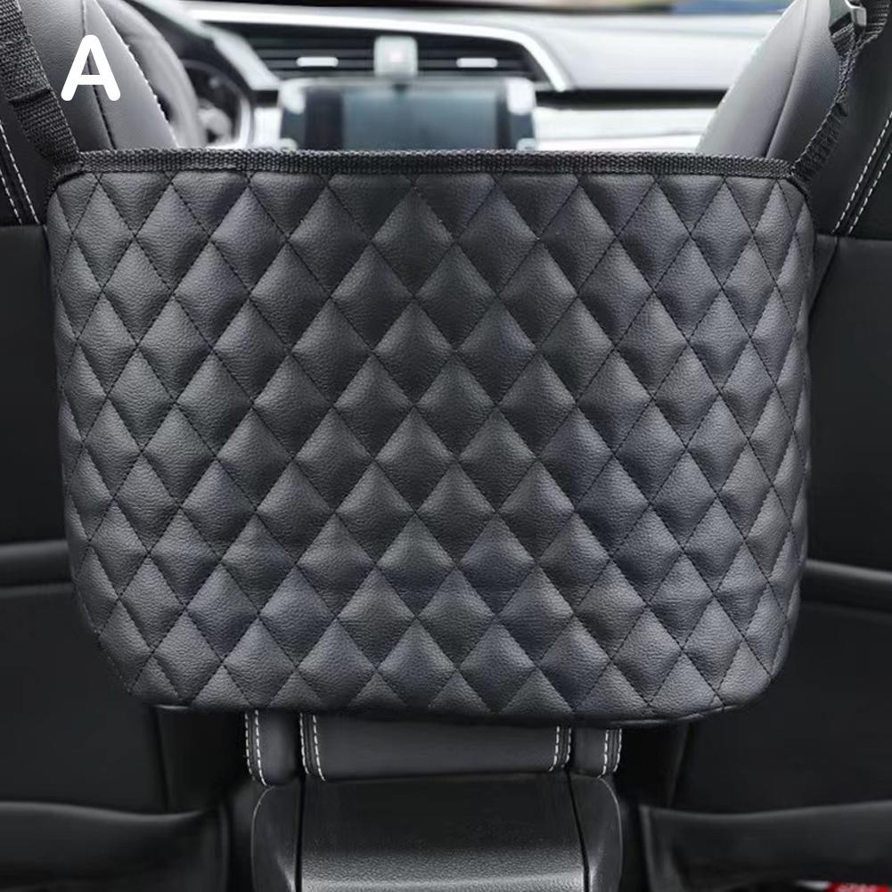 Car - PU Leather Car Storage Net Bag - Universal Handbag Holder For Men And Women - Travel Pocket Bag P9C8
