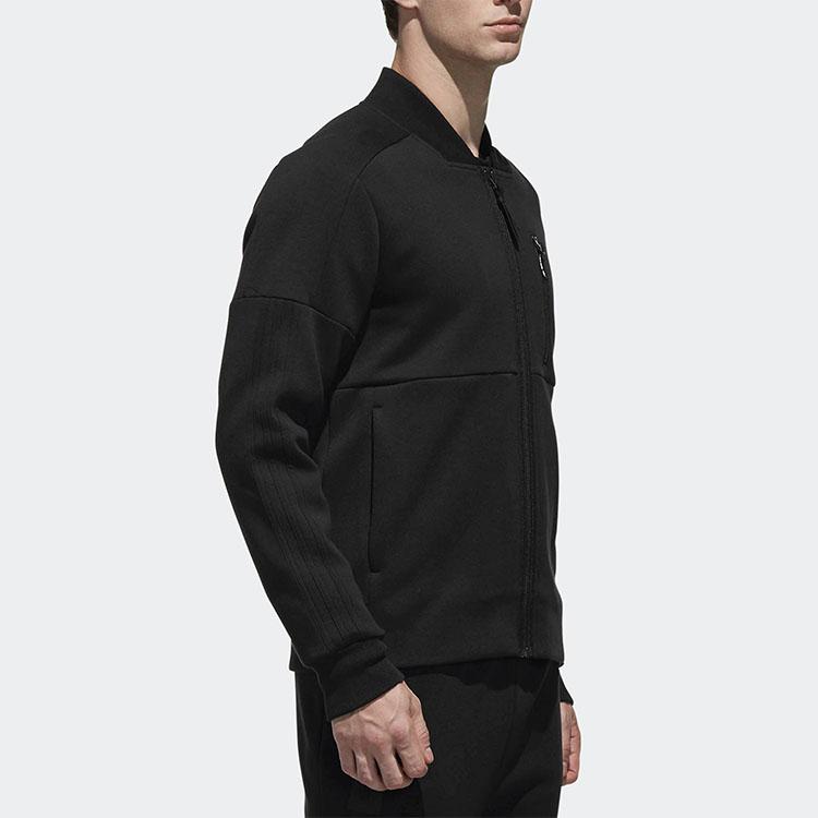 Adidas Solid Color Casual Sports Style Knitted Zip Jacket Men Jackets Black DW4625