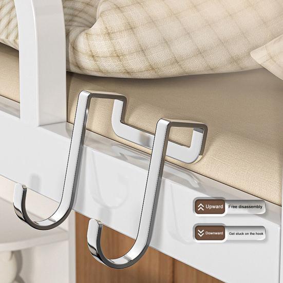 2/5Pcs Clothes Towel Hangers Over-Cabinet Hooks Strong Load-bearing Simple Installation Closet Wardrobe Door Hanging Hooks