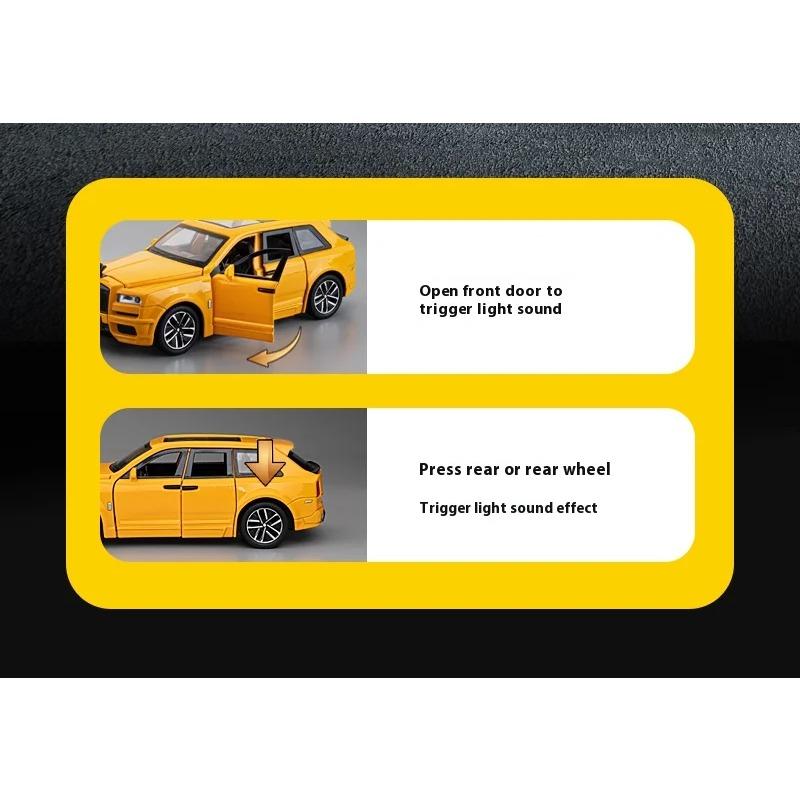 1/32 Scale Rolls Cullinan SUV Alloy Luxy Car Model Diecast Metal Toy Vehicles Car Model Sound and Light Simulation Children Gift