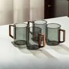 440ml Glass Cups with Walnut Handle Household Heat-resistant Mug Large Capacity Tea Making Glassware Office Drinking Glasses