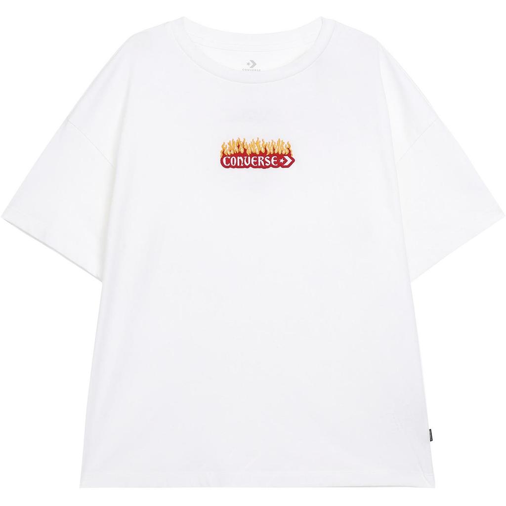Converse T Shirts Women's White Crew Neck Moderate Straight Fit 10026466-A01