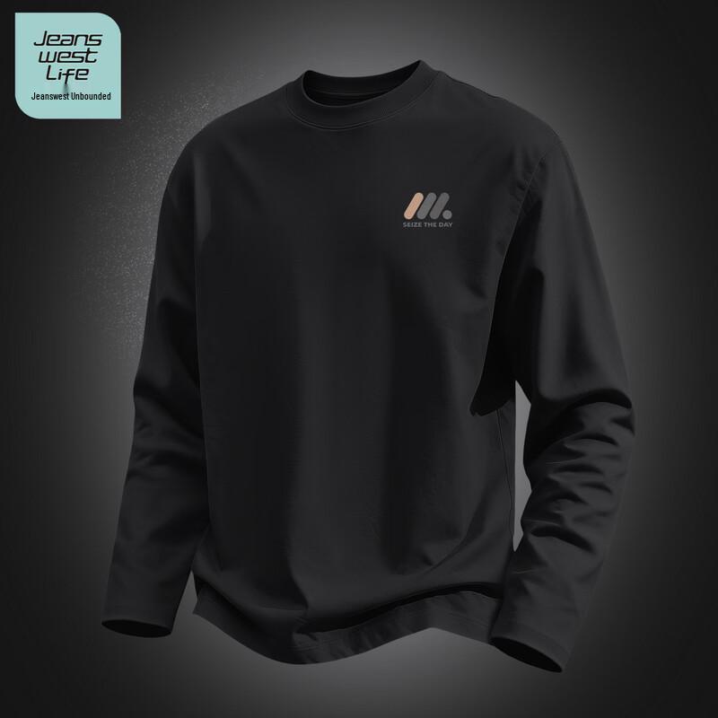JEANSWEST LIFE Herren Lockere Passform Langarm Baumwoll-T-Shirt