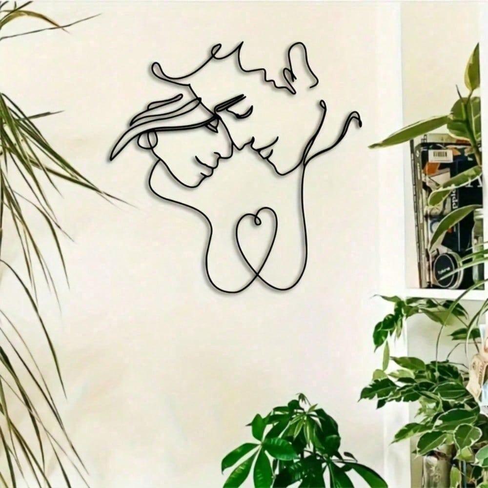 Metal Wall Art Abstract Couple Embrace 16x16 Inch Indoor Outdoor Durable Wedding Anniversary Valentine Gift Modern Home Decor