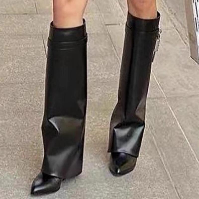 Brand Designer  Winter New Outdoor Office Comfortable Slip-on Women's Knee-high Boots Casual Gothic Motorcycle Boots 35-41