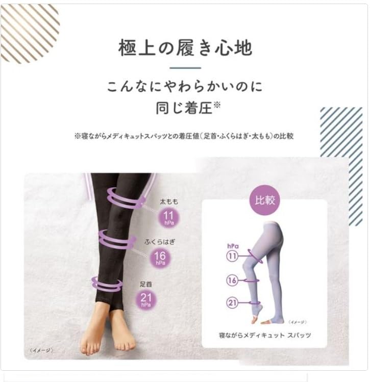 MediQttO Fuwatto Kyutto Pajama Reckitt Benckiser Japan Leggings, Black, Medium,