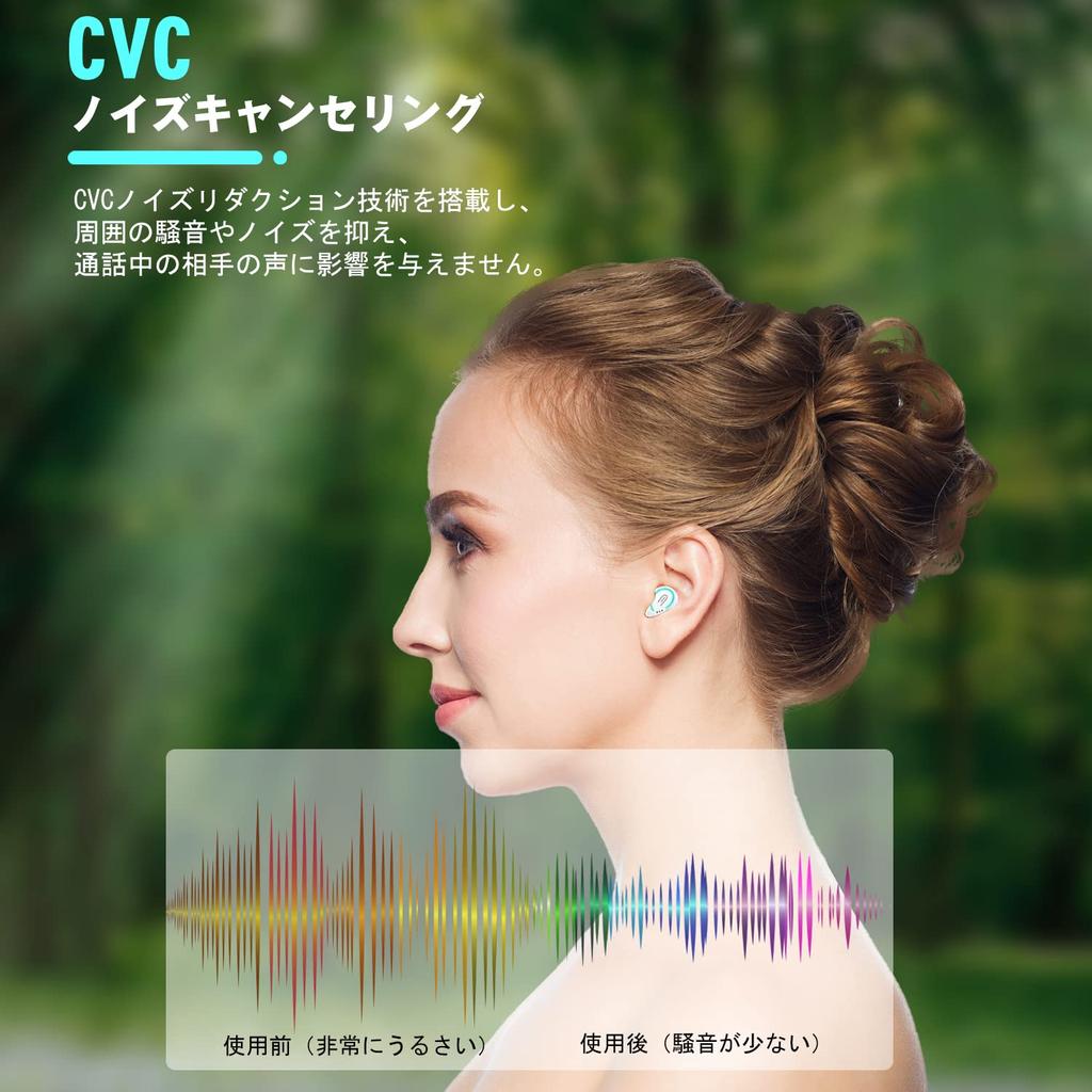 Bluetooth Single Wireless Sound Bluetooth Automatic 500mAh Charging Case Compatible with Headset, Ear, Earbuds, Hi-Fi Enhancement, Built-in Mic, V5.0,
