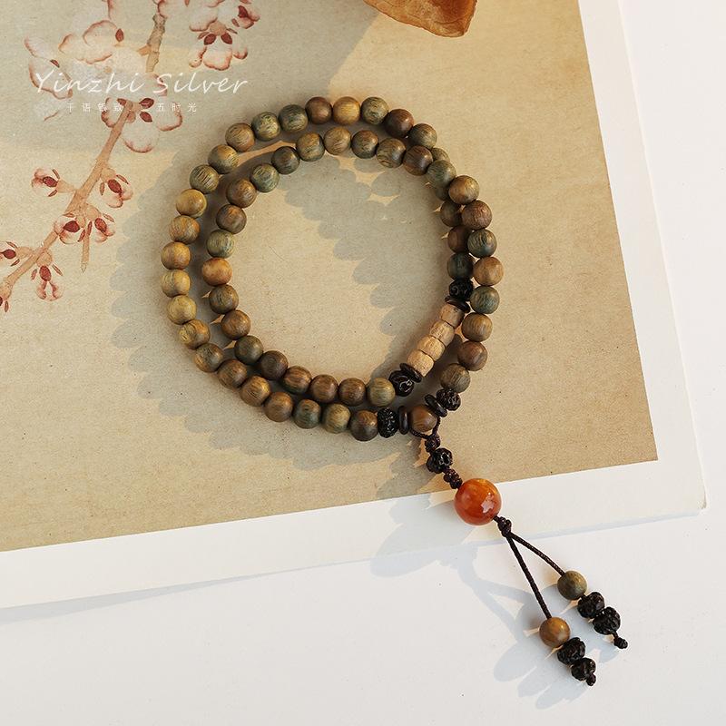 Green Sandalwood Bracelet for Women, New Popular Model, Light Luxury Sandalwood Bodhi Jewelry, Zen-Inspired Decorative Item, Passion Seed Beads