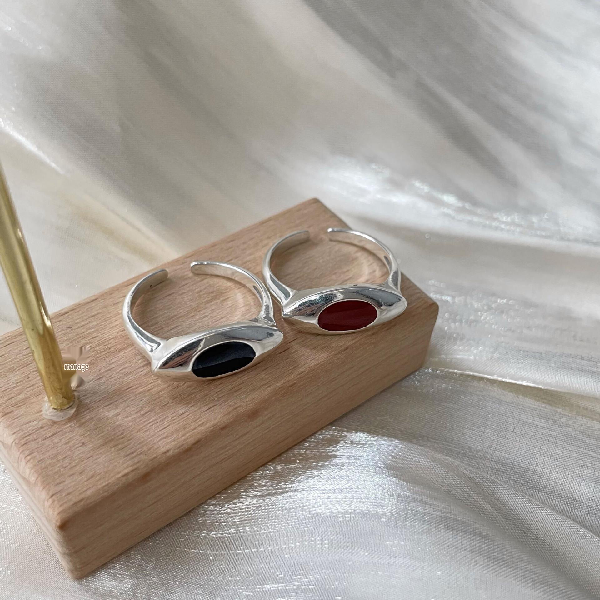 

Yinruitai S925 Sterling Silver Oval Ring: Adjustable, Minimalist Korean Heavy Design Adjustable чёрный