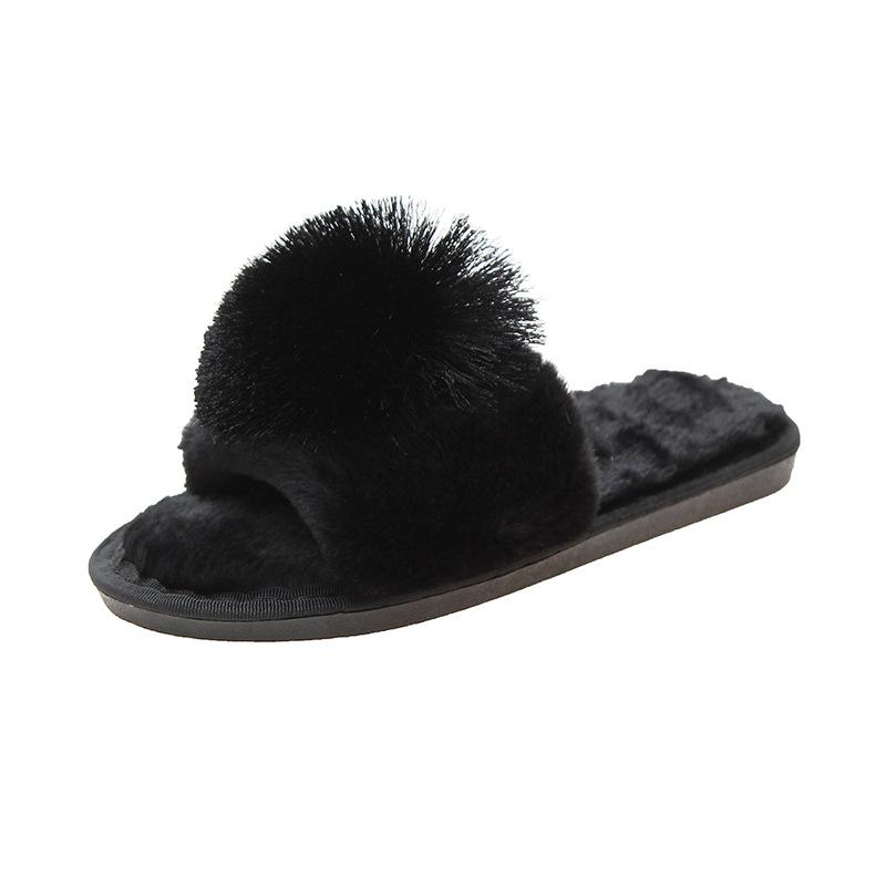 Mao Mao slippers 2025 new Korean version of home one-word slippers fashion ball warm indoor cotton mop