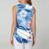 Damen Rundhals Retro Blumenmuster Weste Vielseitiges Lockeres Saum Ärmelloses T-Shirt Top