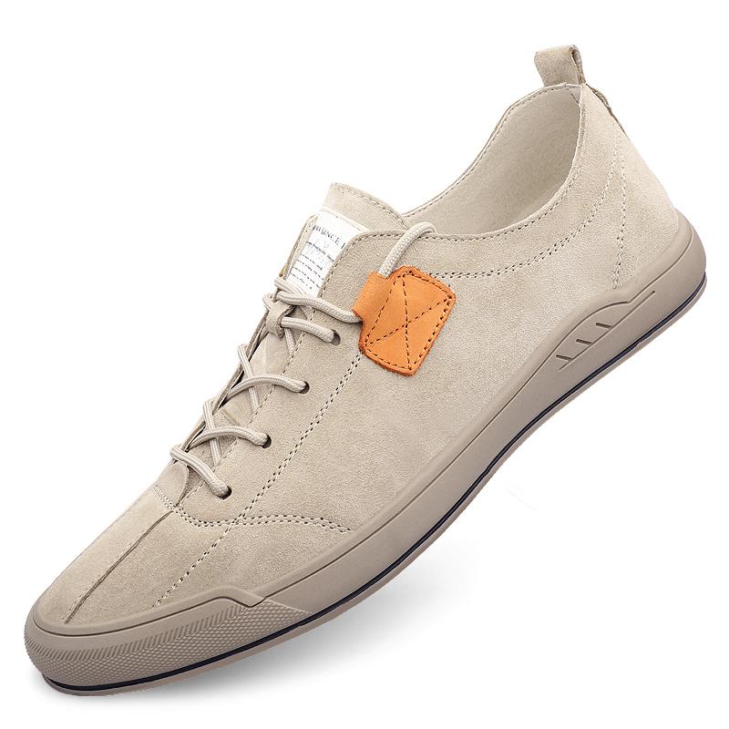 Fashion Soft-Soled Male Outdoor Shoes Leisure Walk Flats Lace-up Men's Casual Shoes Fashion Leather Sneakers Comfortable Skate Footwear