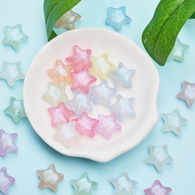 Perles acryliques pentagrammes faites à la main, 30 pièces, matériel de bricolage, accessoires de bijoux, boucles d'oreilles, breloques, collier tendance, couleur Makaron scintillant
