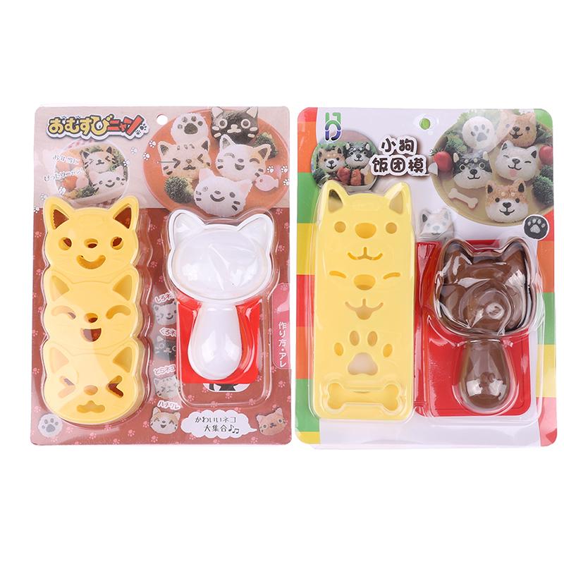 1Set Cute Cartoon Sushi Mold Cat Dog Bear Rabbit Panda Rice Embossing Molds Bento Decoration Cutter Onigiri Maker Molds