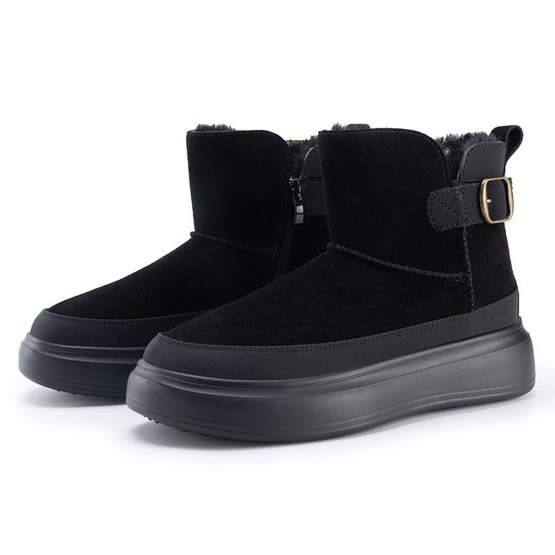 TUINANLE Thick Soled Short Sleeved Snow Boots for Women Versatile with Thick Fleece and Anti Slip Warm Cotton Shoes